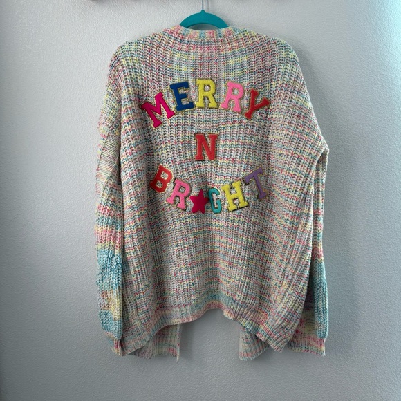 Judith March Sweaters - Judith March Open Front Colorful Knit Cardigan Merry N Bright Christmas Large